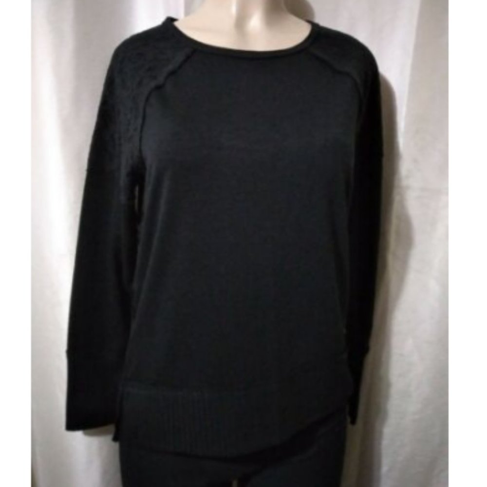 *SALE* Knox Rose Top Women's Long Sleeve Lace Black Top Size XS